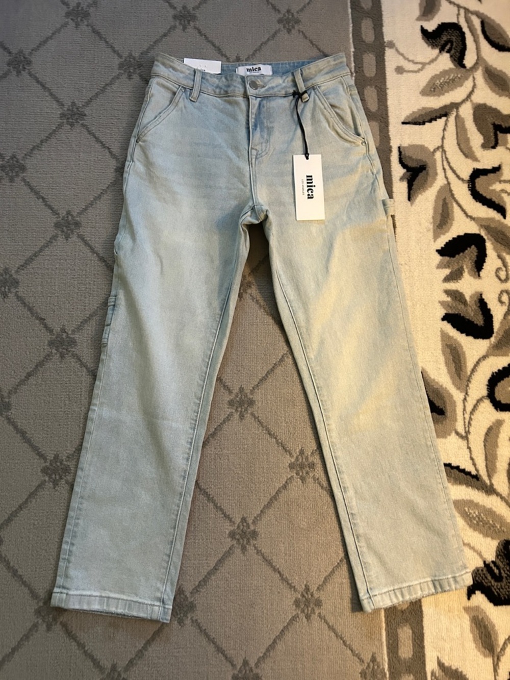 Misa Los Angeles Light Blue Utility Cropped Straight Jeans
